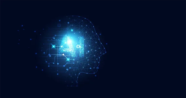 Абстрактна Технологія Концепція Штучного Інтелекту Великі Дані Цифрова Голова Людини — стоковий вектор