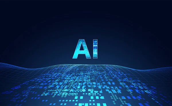 Soyut teknoloji Ai hesaplama konsepti Yapay Zeka çalışma verileri ve gelecekte koyu mavi arkaplan üzerine gelecek için fütürist dijital.