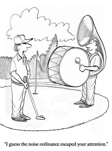 Golfer Jest Dręczony Przez Odtwarzacz Muzyki — Zdjęcie stockowe