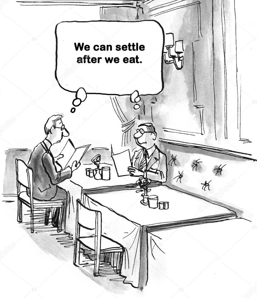 Two executives order food before talking business.