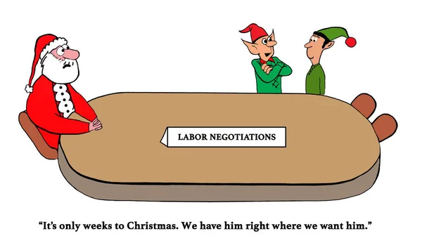 Elves Negotiating Santa — Stock Photo, Image