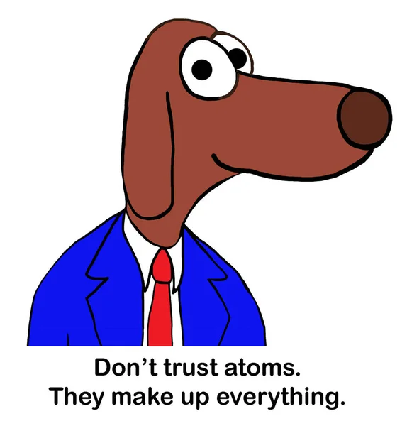 Dog does not trust atoms — Stock Photo, Image