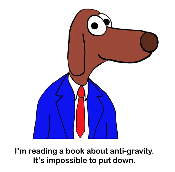 Hunden läser om anti Gravity — Stockfoto