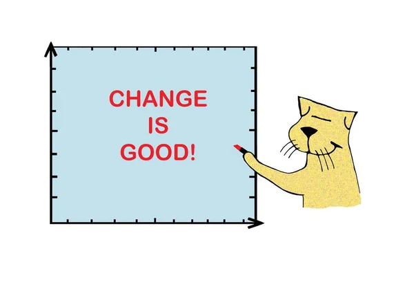 Katze schreibt, dass Veränderung gut ist — Stockfoto