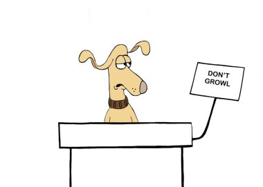 Dog speaker is reminded not to growl clipart