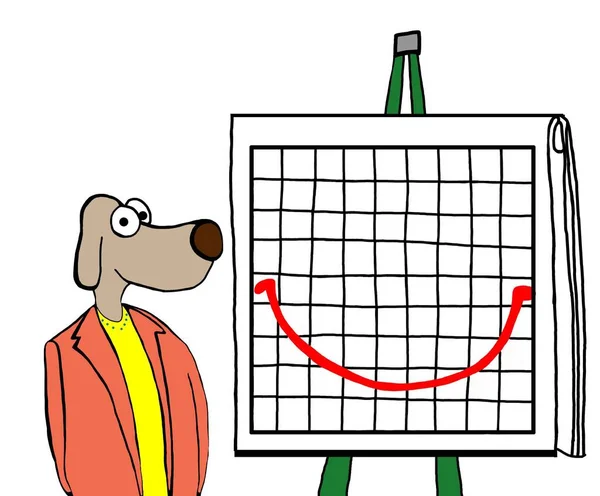 Farbige Karikatur Einer Geschäftsfrau Hund Und Ein Smiley Gesicht Bericht — Stockfoto