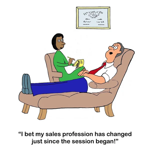 Prodejce Terapii Stěžuje Rychlé Změny Prodejní Profesi — Stock fotografie