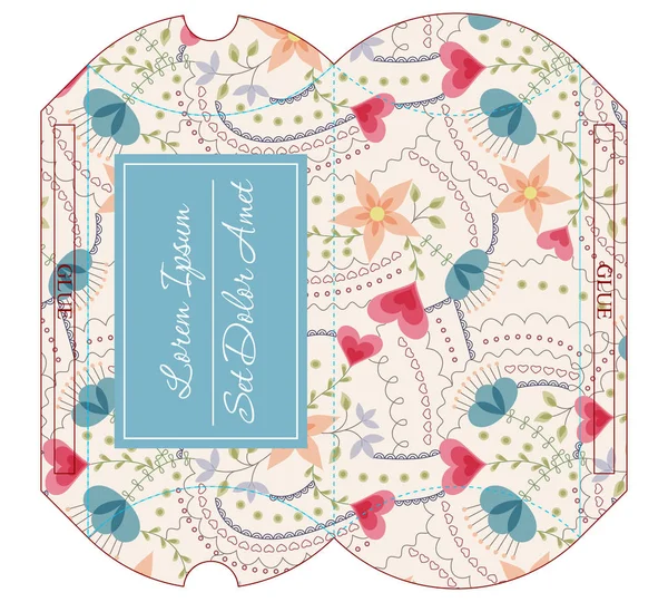 Caixa de travesseiro cortada com padrão floral — Vetor de Stock
