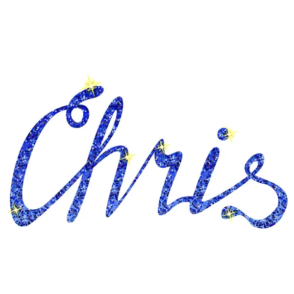 Chris naam tinsels belettering — Stockvector