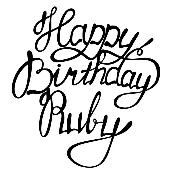 Happy birthday Ruby name lettering — Stock Vector