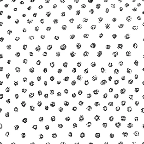 Dessin à la main motif à pois noir et blanc — Image vectorielle