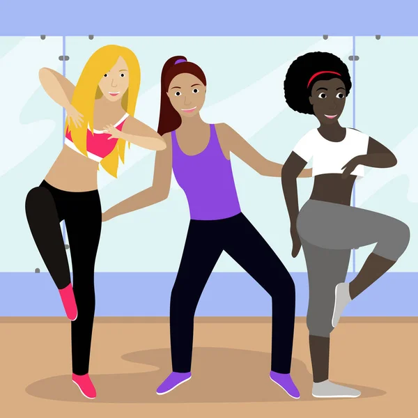 Fitness girls in classroom vector — 图库矢量图片