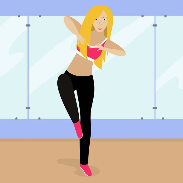 Chica de fitness Zumba en el aula — Vector de stock