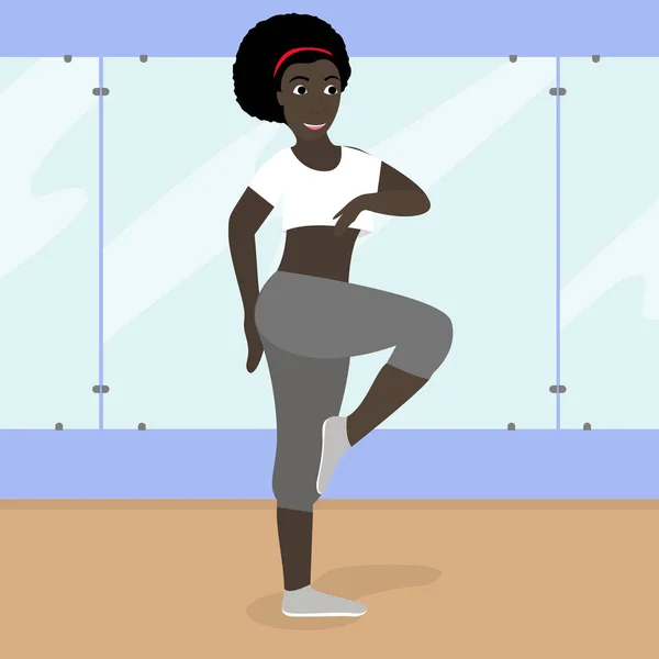 Zumba chica de fitness afroamericana en el aula — Vector de stock
