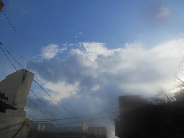 青い空の雲の木と風景 — ストック写真