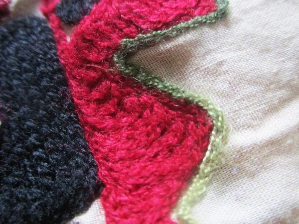 Fabric Stitch Embroidery Different Texture — Stock Photo, Image