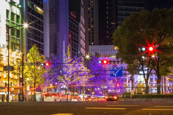 Osaka Japonsko Listopad 2017 Rozsviťte Osaka Station Zimní Noci Procházejícím — Stock fotografie