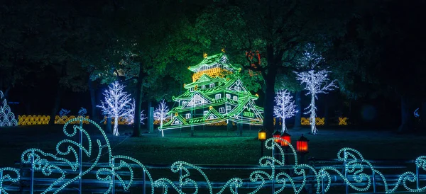 大阪城イルミネーション 2017年 大阪城城 Illuminage 写真にいくつかノイズを持つ大阪最大光のショー — ストック写真