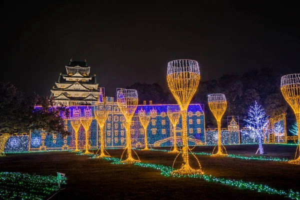 Osaka Castle Natt Belysning Osaka Japan November 2017 Osaka Slott — Stockfoto