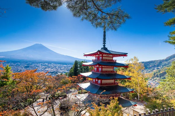 Famoso Lugar Japón Con Pagoda Chureito Vista Monte Fuji Temporada — Foto de Stock