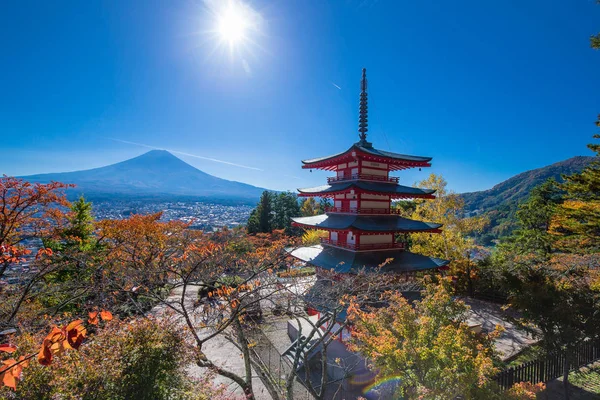 Famoso Lugar Japón Con Pagoda Chureito Vista Monte Fuji Temporada — Foto de Stock