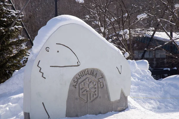 Dentro Área Zoológico Asahiyama Temporada Inverno Com Cobertura Neve Popular — Fotografia de Stock
