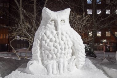 Odori Park, Sapporo, Hokkaido Japonya - Şubat 2018: heykel kar ve var olmak kazanan Sapporo kar Festivali