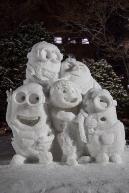 Odori Park, Sapporo, Hokkaido Japonya - Şubat 2018: heykel kar ve var olmak kazanan Sapporo kar Festivali