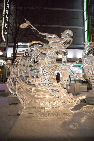 Parque Susukino Sapporo Hokkaido Japão Fevereiro 2018 Escultura Gelo Sapporo — Fotografia de Stock