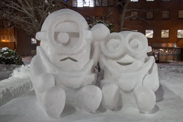 Odori Park Sapporo Hokkaido Japão Fevereiro 2018 Escultura Neve Ser — Fotografia de Stock