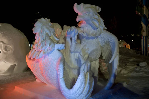 Odori Park Sapporo Hokkaido Japan February 2018 Snow Sculpture Winner — Stock Photo, Image