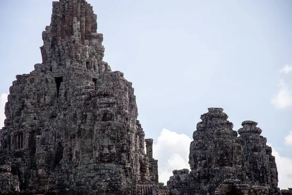 Antiguo Nombre Del Templo Bayon Angkor Con Caras Piedra Siem —  Fotos de Stock