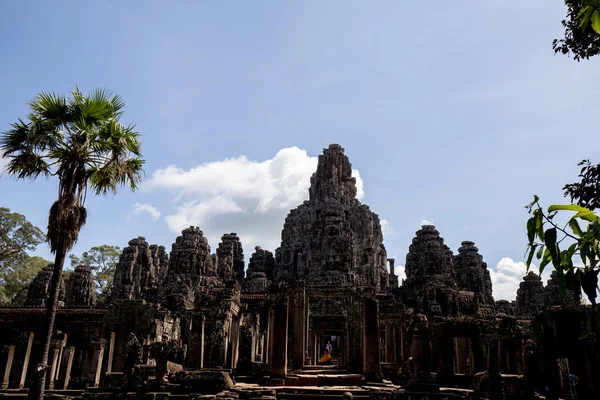 Nazwa Starożytnej Świątyni Bayon Angkor Kamienia Twarze Siem Reap Kambodża — Zdjęcie stockowe