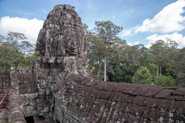 Antiguo Nombre Del Templo Bayon Angkor Con Caras Piedra Siem — Foto de Stock