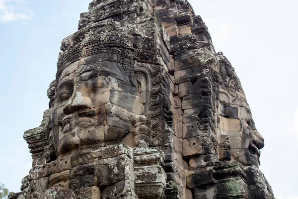 Naam Van Oude Tempel Bayon Angkor Met Steen Gezichten Siem — Stockfoto