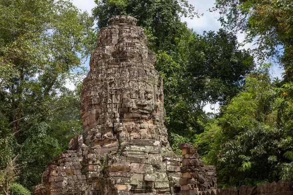 Prohm Angkor Wat 柬埔寨 柬埔寨吴哥窟的塔普伦古庙 丛林树木的根部与这些古老建筑的砖石交织在一起 产生了超现实的世界 — 图库照片