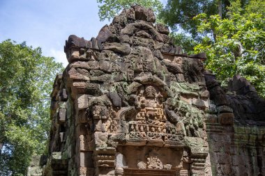Ta Prohm Angkor Wat Kamboçya. Ta Prohm antik Tapınağı Angkor Wat, Kamboçya nerede orman ağaç köklerinin gerçeküstü dünya üreten bu antik yapıların Duvar ile iç içe.