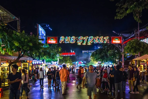 Pub Street Siem Reap Cambodge Octobre 2018 Foule Touristes Randonneurs — Photo