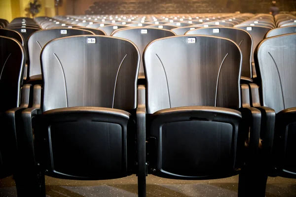 Leere Bequeme Sessel Mit Nummern Der Halle Bereit Für Die — Stockfoto