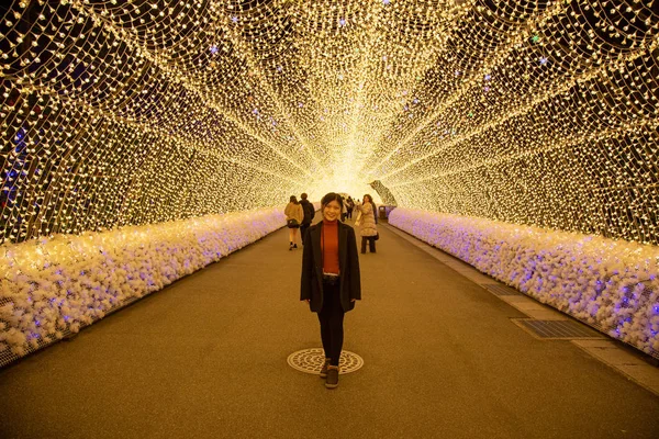 Nagoya Japan December 2018 Giant Led Ljus Tunneln Den Berömda — Stockfoto