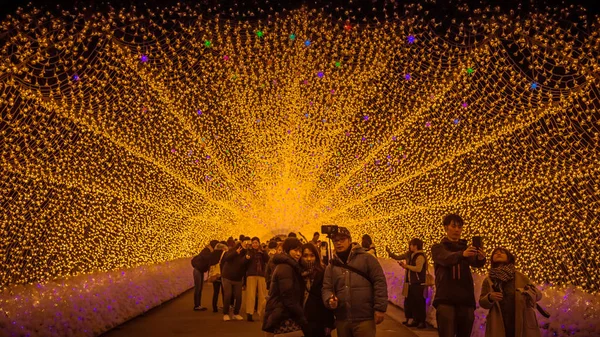 Nagoya Japan December 2018 Giant Led Ljus Tunneln Den Berömda — Stockfoto