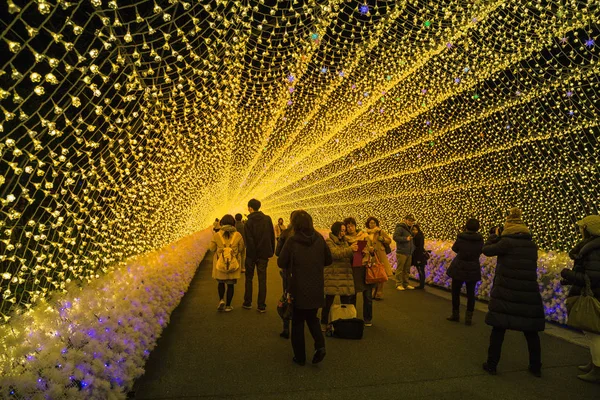 Nagoya Japan December 2018 Giant Led Ljus Tunneln Den Berömda — Stockfoto