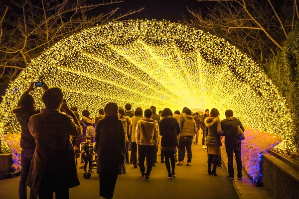 Nagoya Japan December 2018 Giant Led Ljus Tunneln Den Berömda — Stockfoto