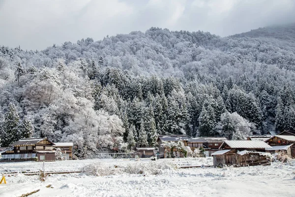 Naturaleza Del Pueblo Shirakawa Invierno Incluyendo Estilo Tradicional Casa Gassho — Foto de Stock