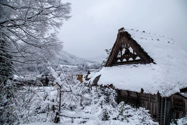 Traditional House Roof Shirakawa Village Winter Including Traditional House Gassho — Stock Photo, Image