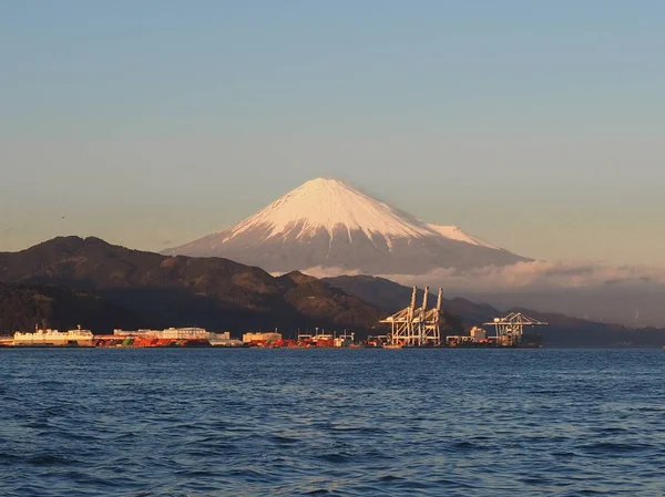 Sunset Gökyüzü Sanayi Tesisi Arka Plan Ile Hamanako Gölü Shizuoka — Stok fotoğraf