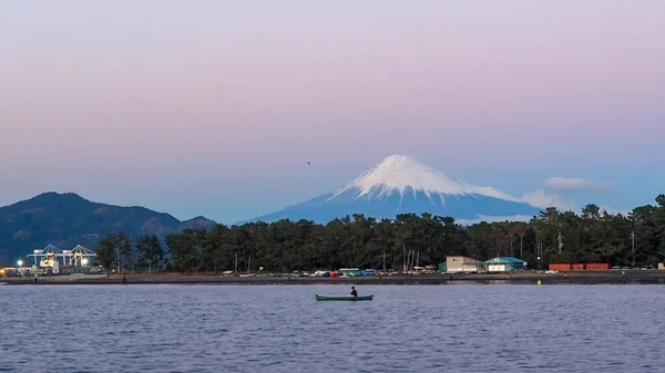 Sunset Gökyüzü Sanayi Tesisi Arka Plan Ile Hamanako Gölü Shizuoka — Stok fotoğraf