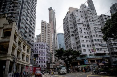 Kowloon adası, Hong Kong - Eylül 2018 - Hong Kong Çin konut tarafından Hong Kong Kalabalık Apartman binası. Dünyanın en yoğun dolu yerlerinden biri.