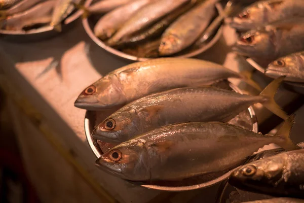 Fresh Fish Market and raw food material at Wan Chai Market area in Hong Kong Island.