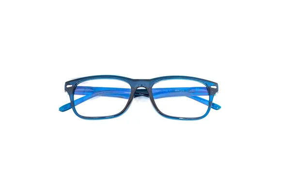 Gafas Azules Aisladas Sobre Fondo Blanco Montura Vintage Para Gafas —  Fotos de Stock